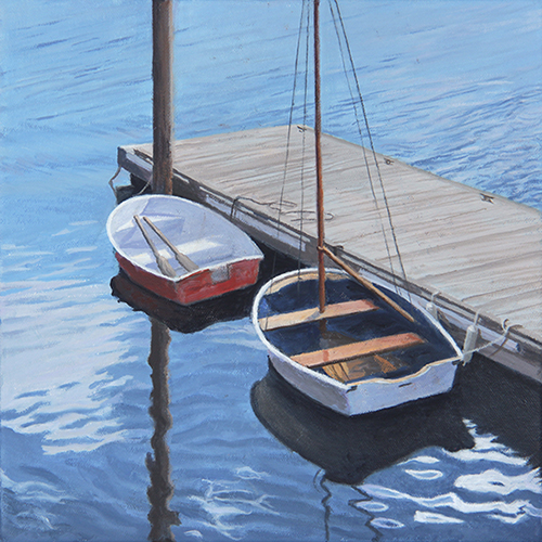 Will Kefauver oil painting, "Two at the Dock"